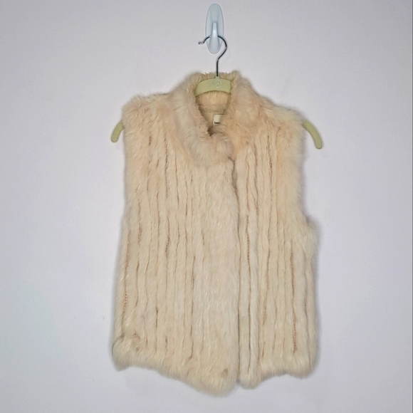Haute Hippie ivory rabbit fur vest small NWT - Picture 1 of 6